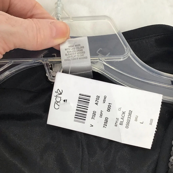 Cache Women’s Cropped Sequined Jacket Stretch Party Holiday NWT Size Large - Picture 11 of 11